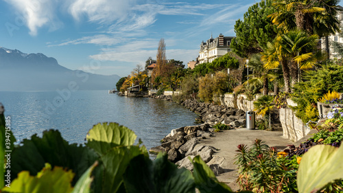 The flower quay in Montreux, Switzerland. 