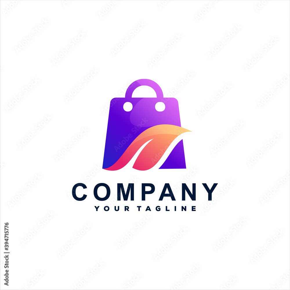 shopping bag gradient logo design shopping bag gradient logo design