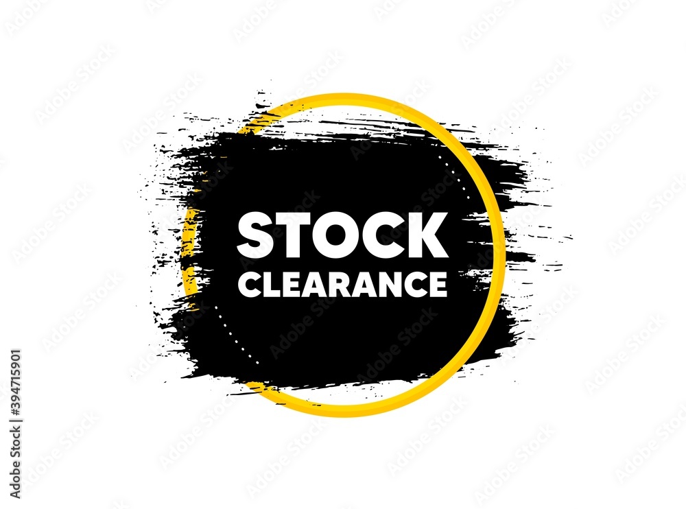 Stock clearance sale symbol. Paint brush stroke in circle frame. Special offer price sign. Advertising discounts symbol. Paint brush ink splash banner. Stock clearance badge shape. Vector - obrazy, fototapety, plakaty 