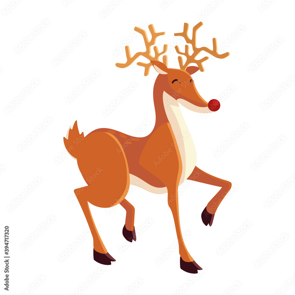 christmas cute reindeer animal cartoon icon isolated design