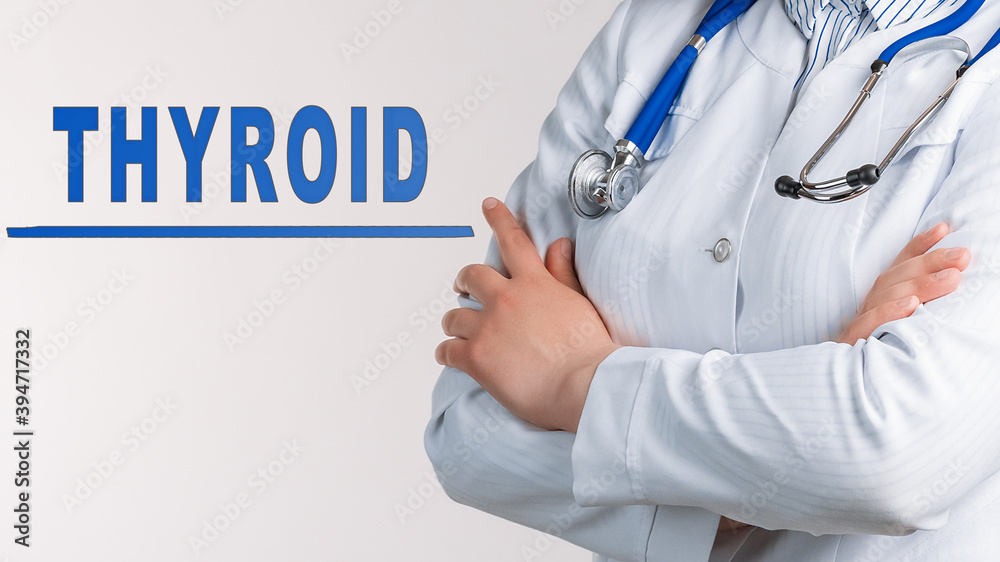 Word THYROID on a white background. Medical concept Word THYROID on a white background. Medical concept