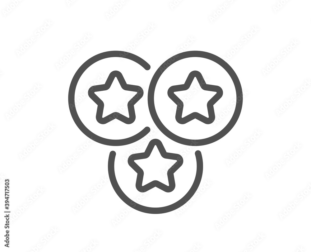 Stars line icon. Best ranking sign. Rating symbol. Quality design element. Linear style stars icon. Editable stroke. Vector Stars line icon. Best ranking sign. Rating symbol. Quality design element. Linear style stars icon. Editable stroke. Vector