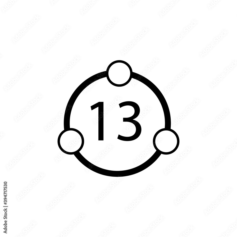 Circle and circles and number thirteen inside sign eps ten
