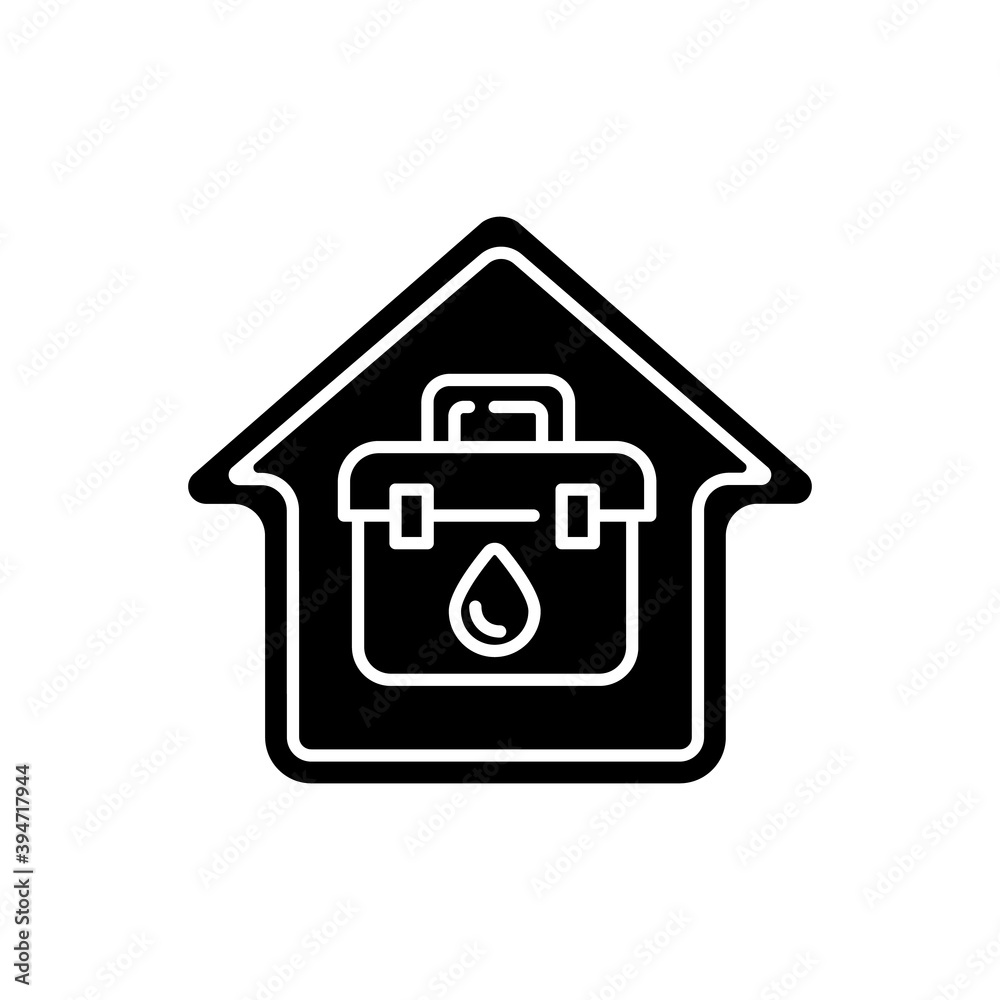 At home blood test black glyph icon. Medical analysis. Healthcare checkup. Check for virus, infection, disease. House doctor call. Silhouette symbol on white space. Vector isolated illustration At home blood test black glyph icon. Medical analysis. Healthcare checkup. Check for virus, infection, disease. House doctor call. Silhouette symbol on white space. Vector isolated illustration