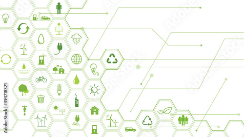 Green Business template and background for Sustainability concept with flat icons