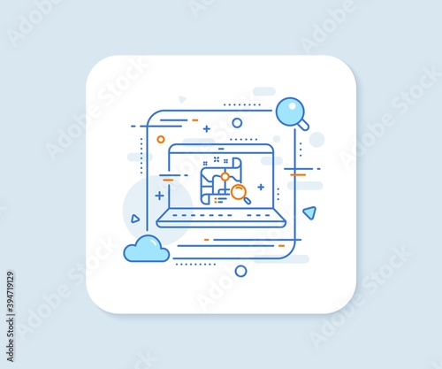 Search map line icon. Abstract vector button. Find location address sign. Search map line icon. Laptop concept badge. Vector