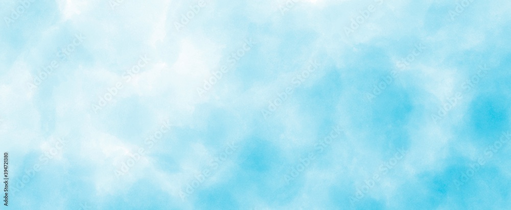 Light blue watercolor background hand-drawn with copy space for text