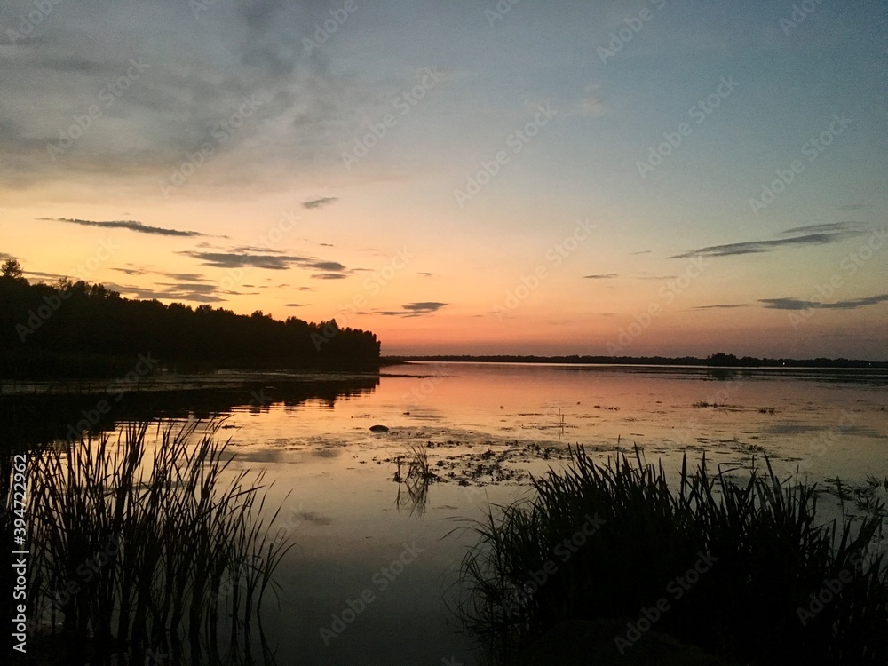 sunset over lake