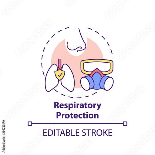 Respiratory protection concept icon. Top workplace safety violations. Prevent from air with harmful dusts idea thin line illustration. Vector isolated outline RGB color drawing. Editable stroke