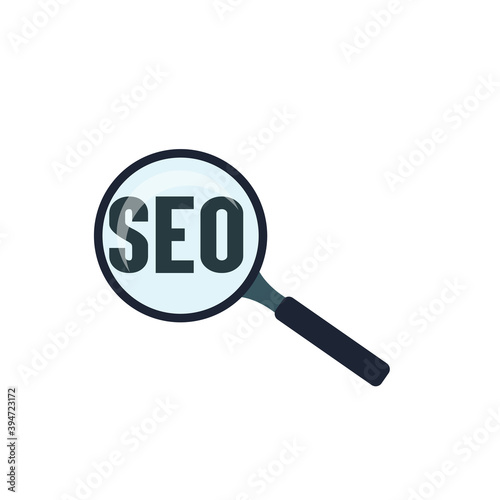  An image of a magnifying glass and the word seo