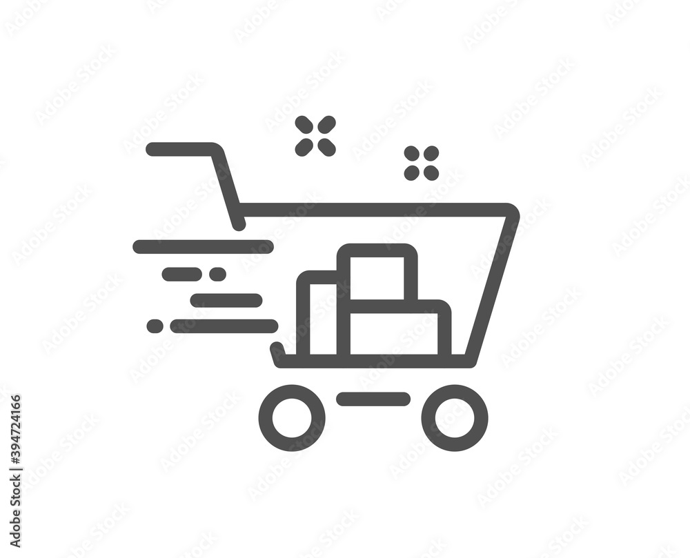 Shopping cart line icon. Express order sign. Fast buying symbol. Quality design element. Linear style shopping cart icon. Editable stroke. Vector Shopping cart line icon. Express order sign. Fast buying symbol. Quality design element. Linear style shopping cart icon. Editable stroke. Vector