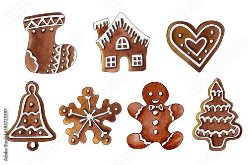 Watercolor Christmas gingerbread