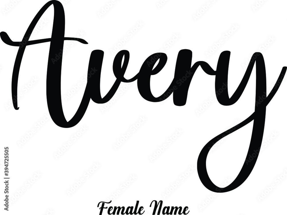 Avery-Female Name Cursive Calligraphy Phrase on White Background Stock  Vector