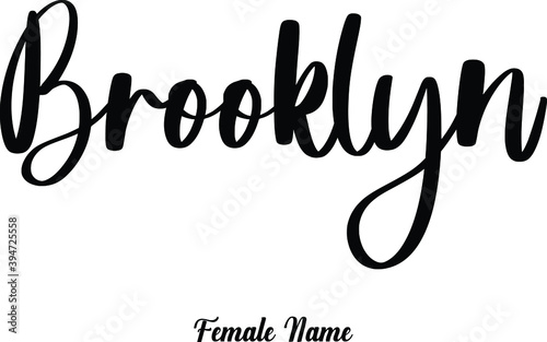 Brooklyn-Female Name Cursive Calligraphy Phrase on White Background