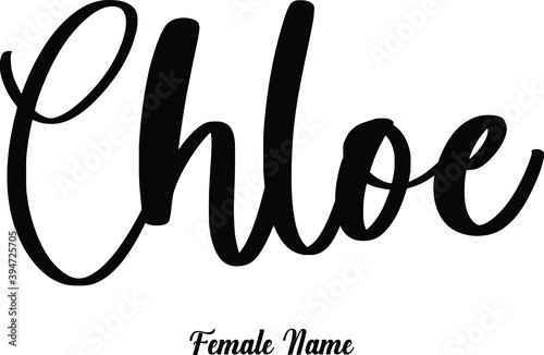 Chloe-Female Name Cursive Calligraphy Phrase on White Background photo