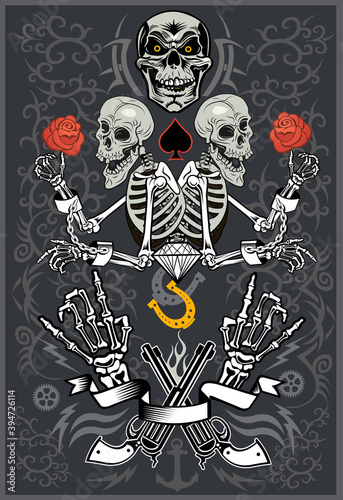 skull with guns