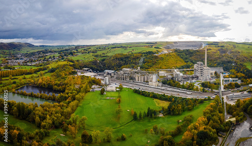 Aerial view of Breedon Hope Cement Works near Castleton in Peak District photo
