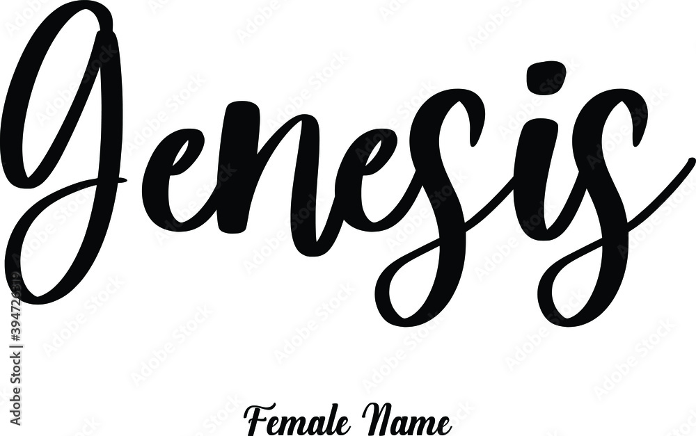 Genesis-Female Name Cursive Calligraphy Phrase on White Background ...