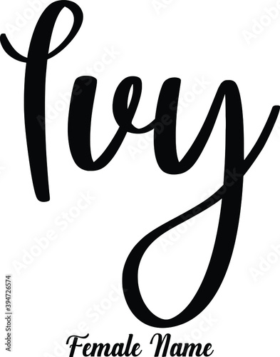 Ivy-Female Name Cursive Calligraphy Phrase on White Background