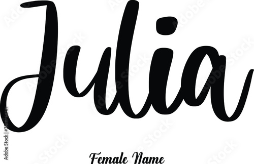 Julia-Female Name Cursive Calligraphy Phrase on White Background photo