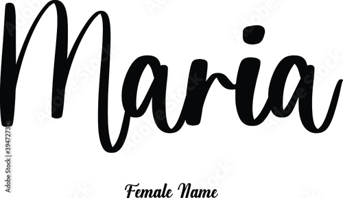 Maria-Female Name Typography Phrase on White Background