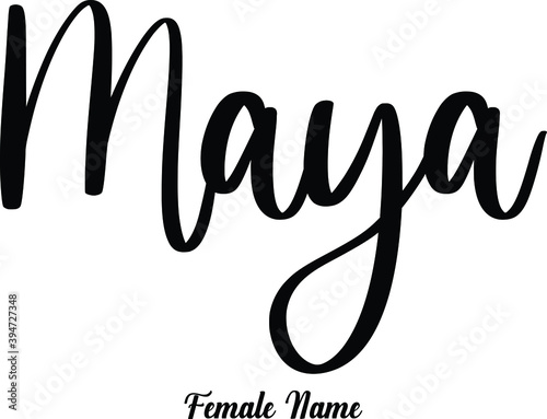 Maya-Female Name Typography Phrase on White Background