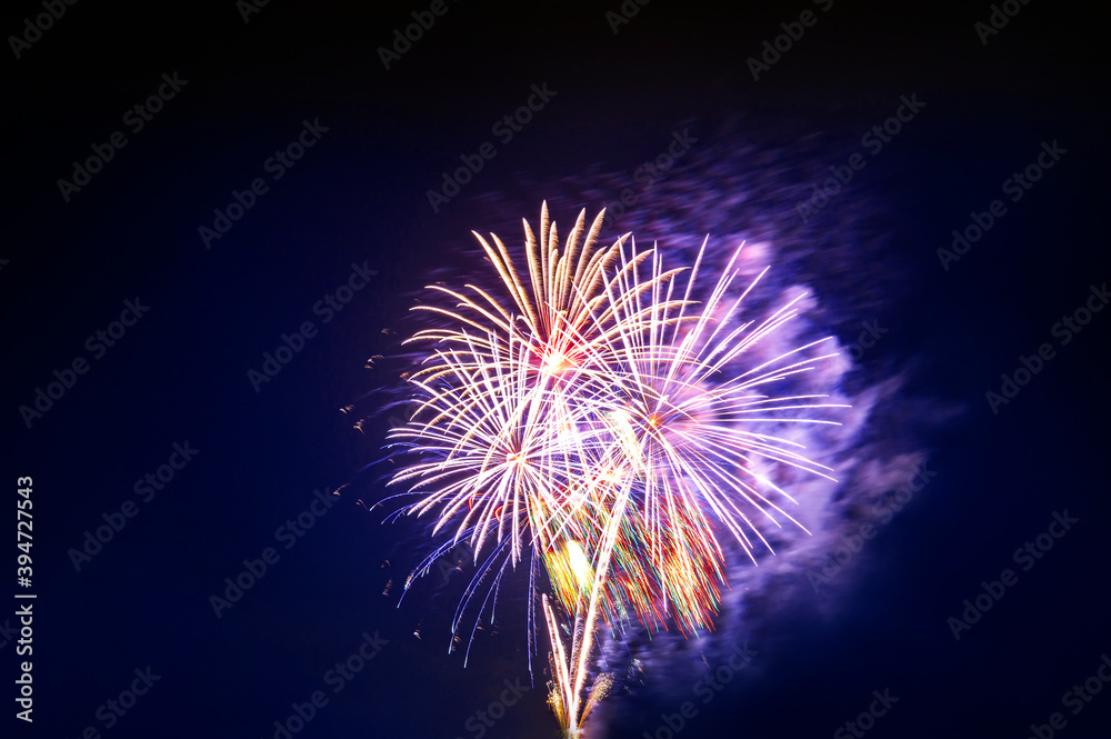 celebration happy new year and merry christmas firework isolated on black isolated background