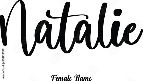 Natalie-Female Name Typography Phrase on White Background photo