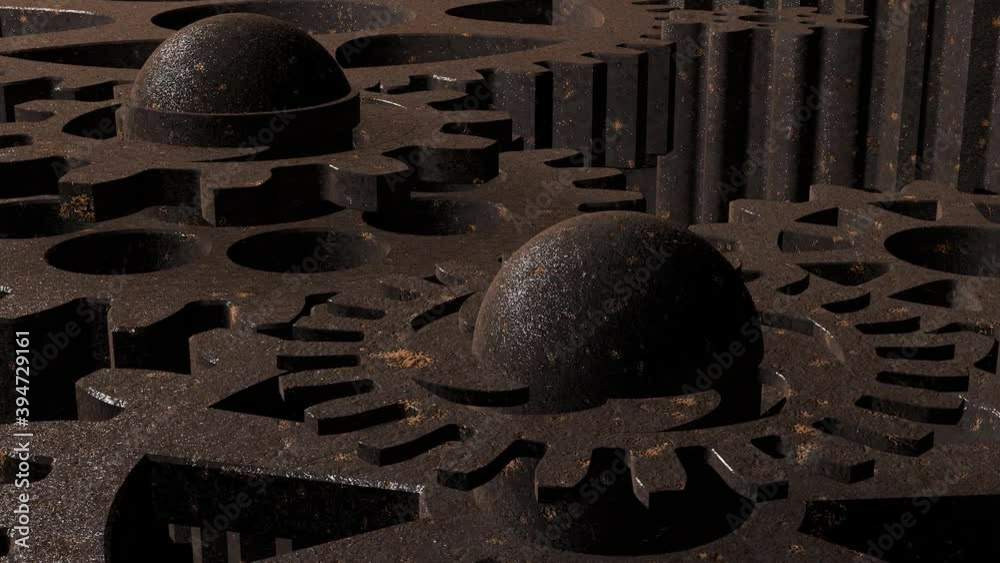 Background of rusted metal gears of various sizes
