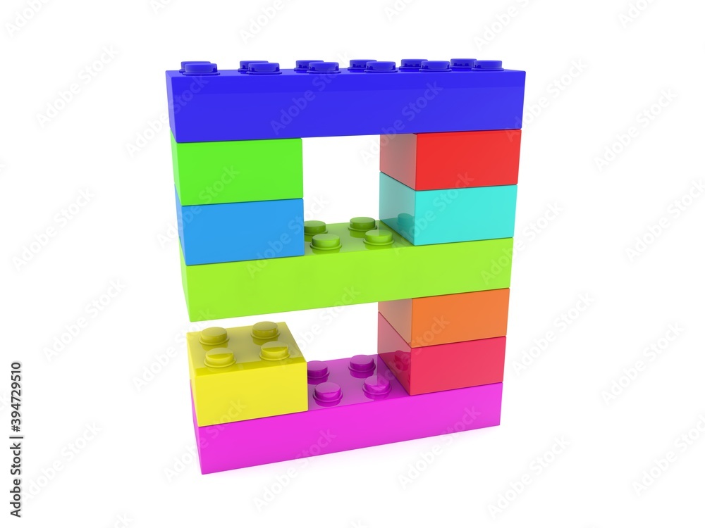 Number 9 from colored toy bricks on a white background Number 9 from colored toy bricks on a white background