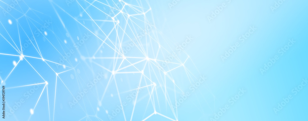 Panoramic abstract dot and triangle connection concept, Digital futuristic minimalism background