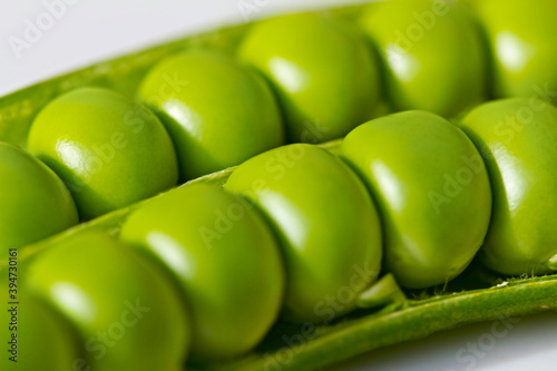 Green peas in a pod, peas close-up