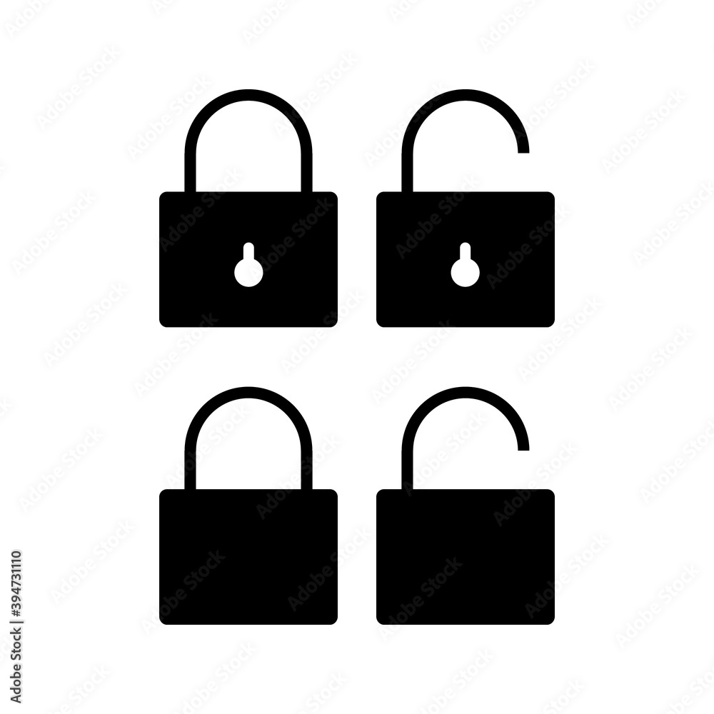 Lock open set vector icon. eps 10