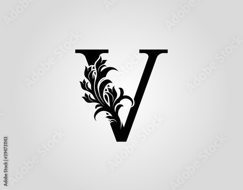 Monogram Letter V Luxury Logo Icon, Vintage Deco V Letter Vector Design.