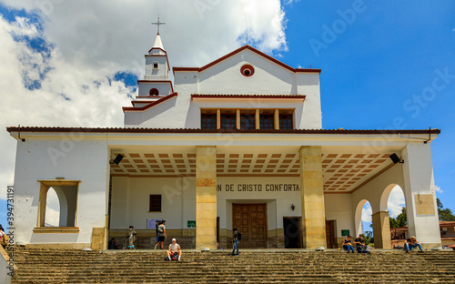BOGOTA,COLOMBIA/MARCH 15,2018:Entrance to the Sanctuary of Montserrat - a Catholic shrine on Mount Monserrate in Bogota. photo