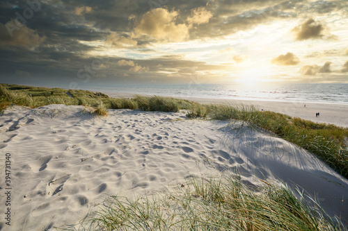 Canvas Print Celebrating Christmas and New years eve at North sea coast, view to beautiful la