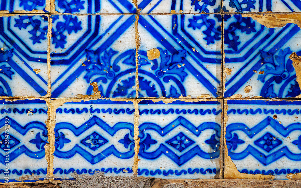 Ancient tiles pattern in Ouro Preto, Brazil