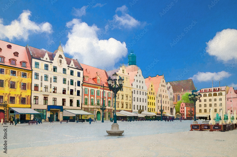 Old historical city centre of Wroclaw, Poland