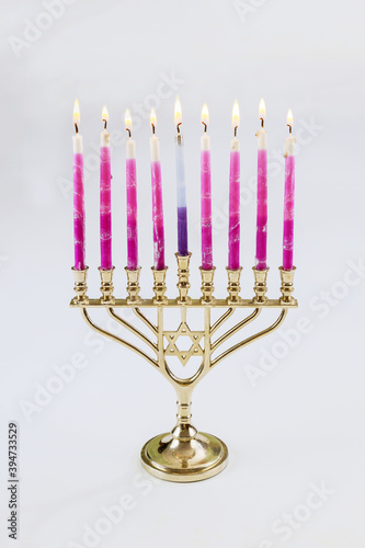 Menorah with burned out candles for Hanukkah on Jewish Festival