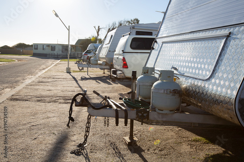 Caravans parked in a caravan park photo