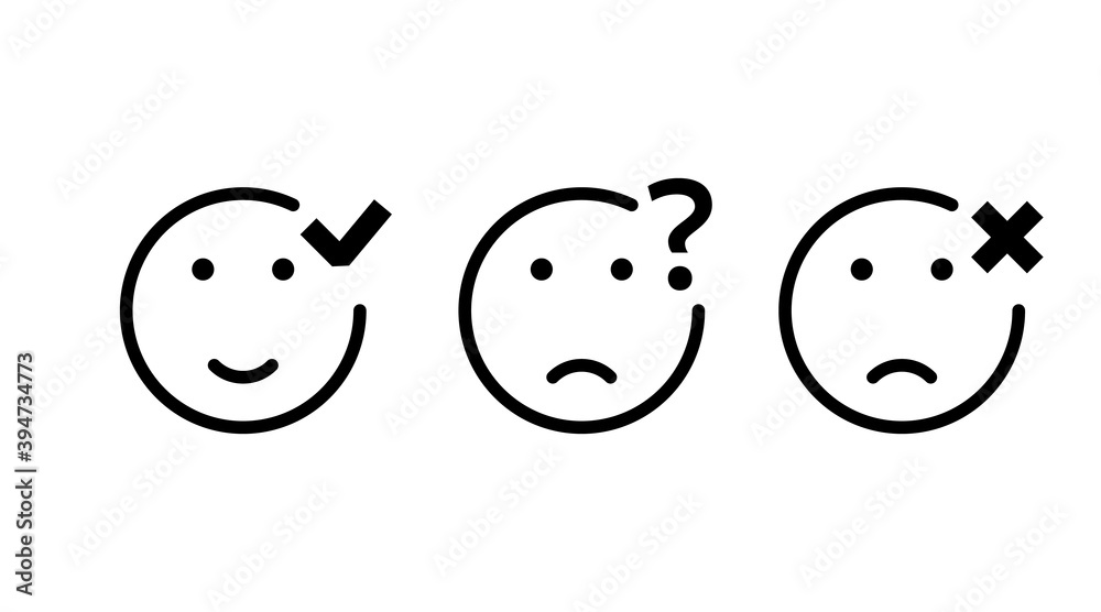 Check question and cross mark line emoji icon. Clipart image isolated on white background. Check question and cross mark line emoji icon. Clipart image isolated on white background.