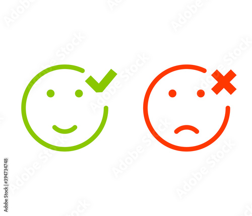 Check and cross mark emoji icon. Clipart image isolated on white background.