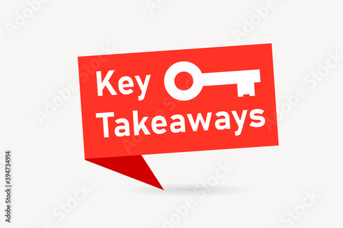 Key takeaways red origami banner icon. Clipart image isolated on white background.