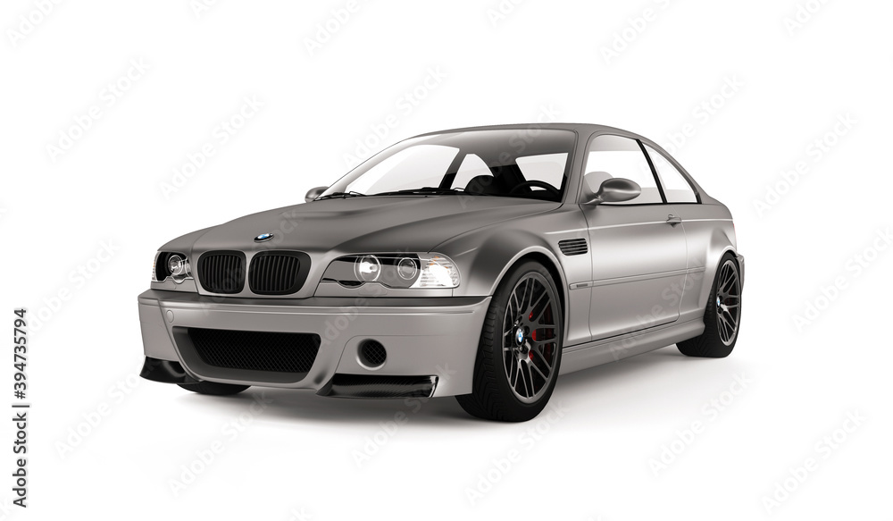Almaty, Kazakhstan - Oktober 26, 2020: BMW M3 E46 csl sports car isolated  on white background. 3d render Stock Illustration | Adobe Stock