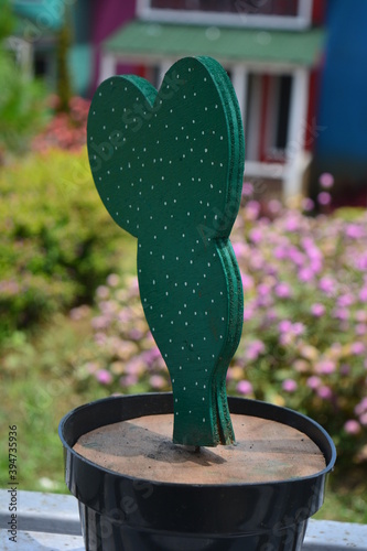 cool ornamental cactus from wood