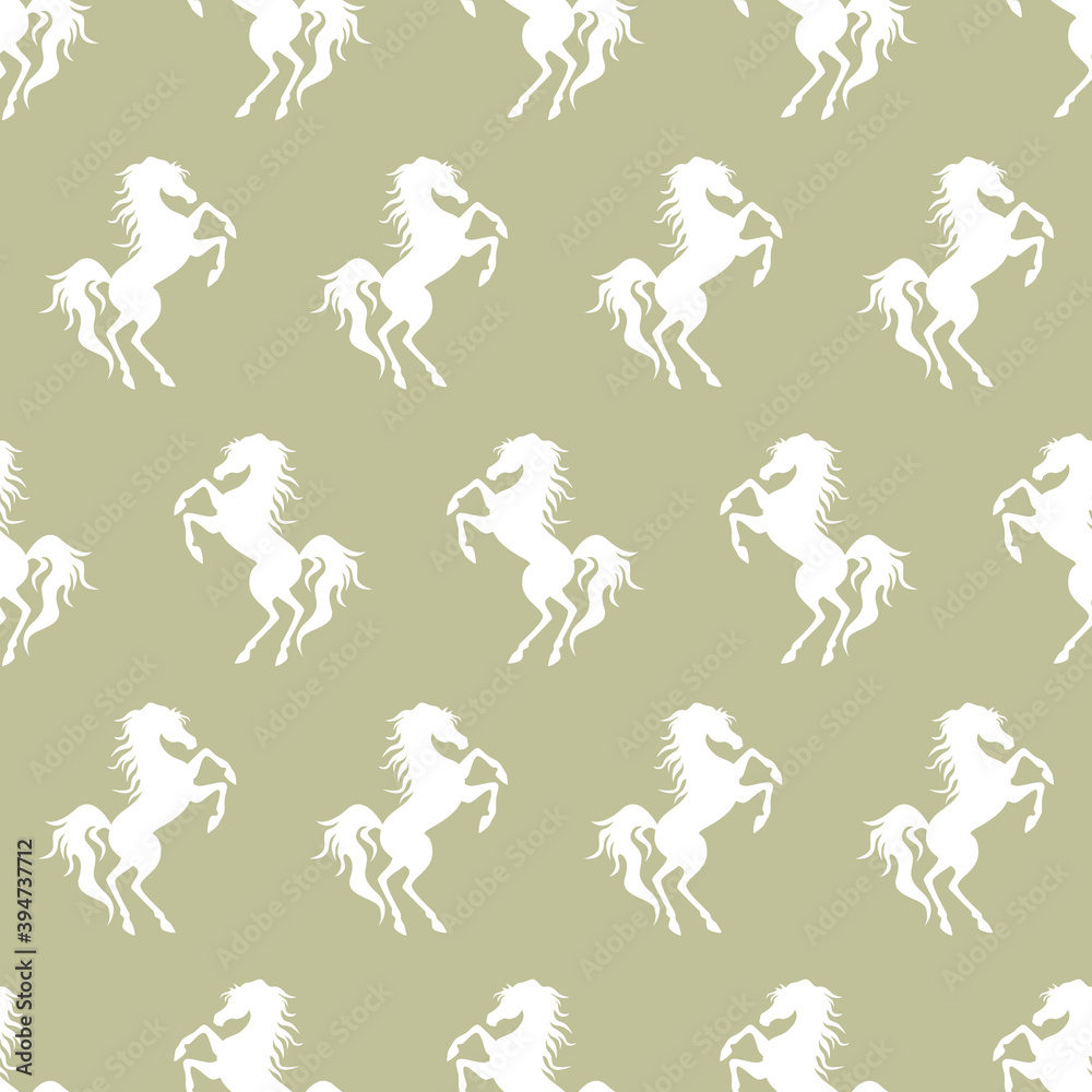 White horse and horseshoe silhouette seamless pattern. Vector illustration. White horse and horseshoe silhouette seamless pattern. Vector illustration.