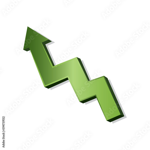 Isolated increased symbol green in white background financial icon- Vector