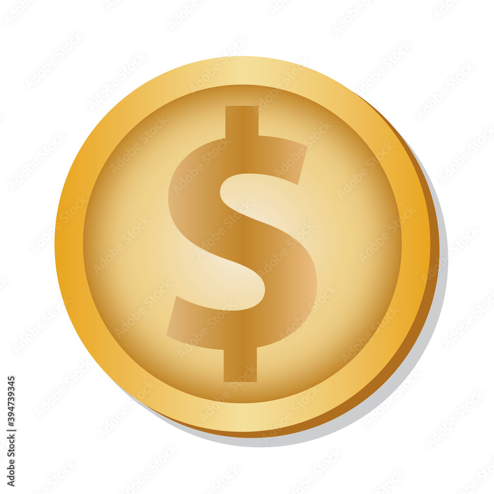 Isolated dollar coin gold in white background financial icon- Vector Isolated dollar coin gold in white background financial icon- Vector