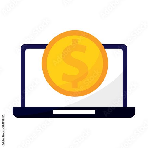 Isolated virtual money in white background financial icon- Vector