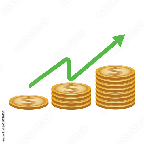 Isolated dollar coin increased in white background financial icon- Vector